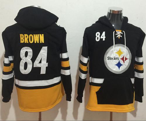 Nike Steelers #84 Antonio Brown Black/Gold Name & Number Pullover NFL Hoodie - Click Image to Close